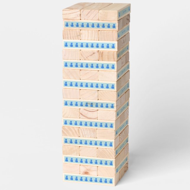 Cute Blue Baby Boy Cat Custom Topple Tower (Assembled)