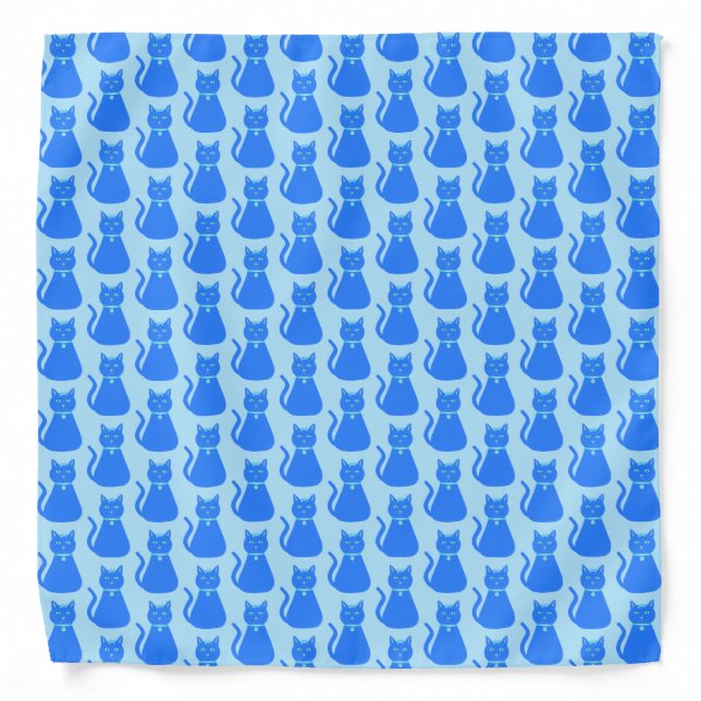 Cute Blue Baby Boy Cat Patterned Bandana (Front)