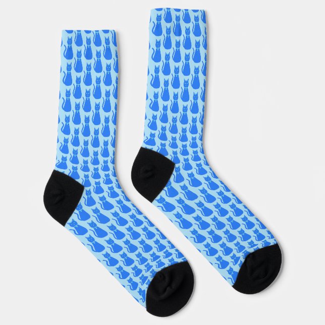 Cute Blue Baby Boy Cat Patterned Socks (Right)