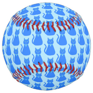 Cute Blue Baby Boy Cat Patterned Softball