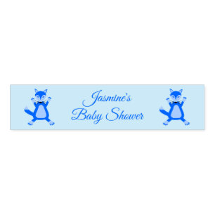 Cute Blue Baby Boy Fox Baby Shower Custom Napkin Bands