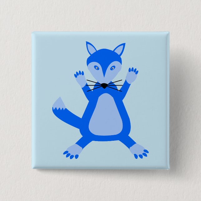 Cute Blue Baby Boy Fox Button (Front)