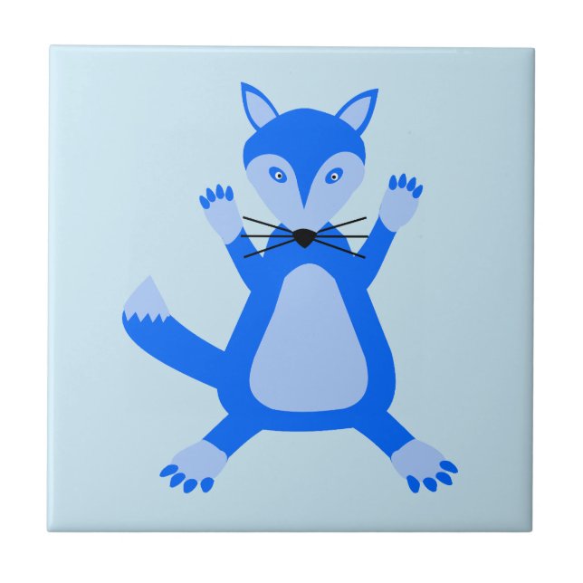 Cute Blue Baby Boy Fox Ceramic Tile (Front)
