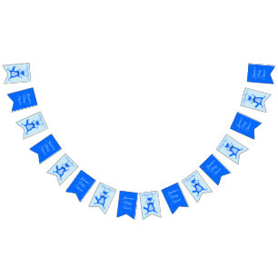 Cute Blue Baby Boy Fox Custom Baby Shower Bunting Flags