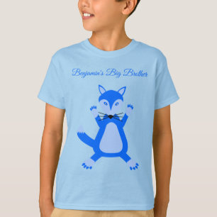 Cute Blue Baby Boy Fox Custom Big Brother T-Shirt