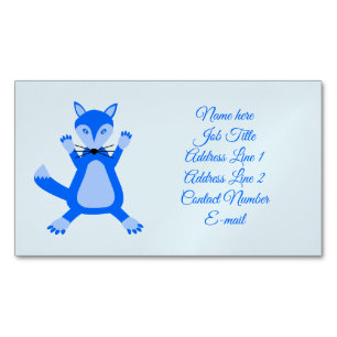 Cute Blue Baby Boy Fox Custom Business Card Magnet