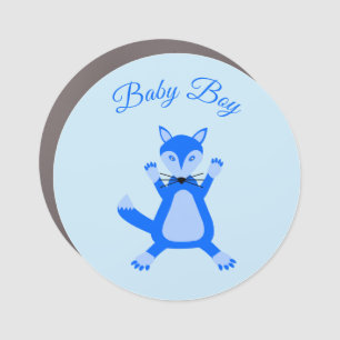 Cute Blue Baby Boy Fox Custom Car Magnet