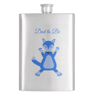 Cute Blue Baby Boy Fox Custom Dad to Be Flask