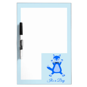 Cute Blue Baby Boy Fox Custom Dry Erase Board