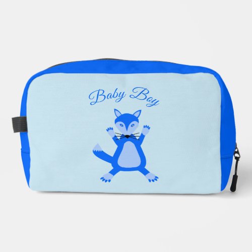 Cute Blue Baby Boy Fox Custom Gender Reveal Dopp Kit