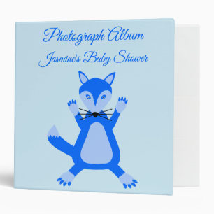 Cute Blue Baby Boy Fox Custom Photo Album 3 Ring Binder