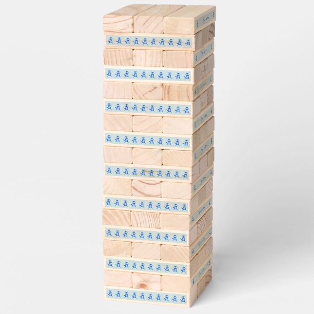 Cute Blue Baby Boy Fox Custom Topple Tower (Assembled)