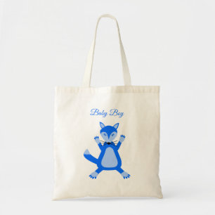 Cute Blue Baby Boy Fox Custom Tote Bag