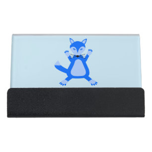 Cute Blue Baby Boy Fox Desk Business Card Holder