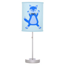 Cute Blue Baby Boy Fox Nursery Table Lamp