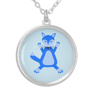 Cute Blue Baby Boy Fox Silver Plated Necklace