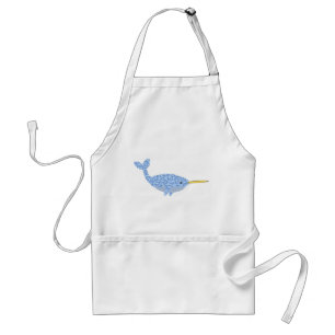 Cute Blue Baby Boy Narwhal Adult Apron