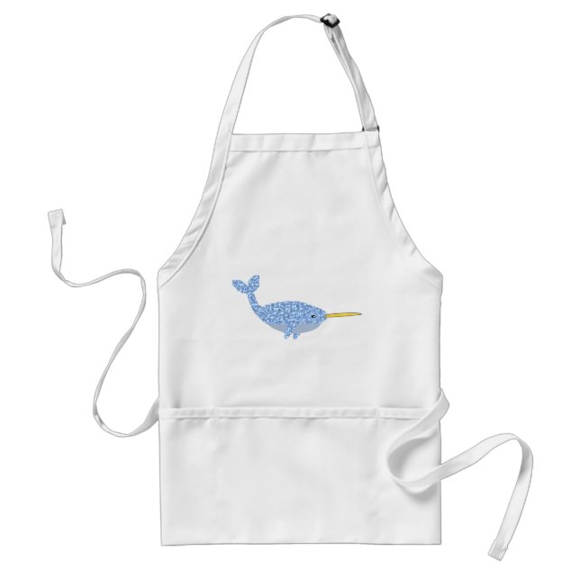 Cute Blue Baby Boy Narwhal Adult Apron (Front)