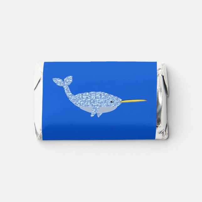 Cute Blue Baby Boy Narwhal Baby Shower Custom Hershey's Miniatures (Front)