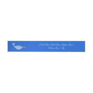 Cute Blue Baby Boy Narwhal Custom Wrap Around Address Label