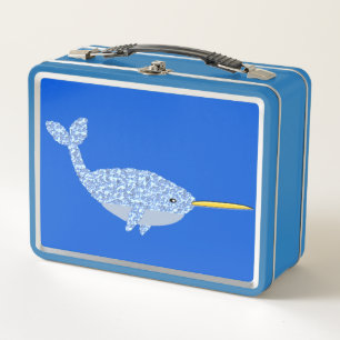 Cute Blue Baby Boy Narwhal Metal Lunch Box