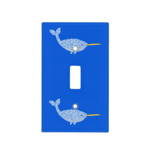 Cute Blue Baby Boy Narwhal Nursery Light Switch Cover