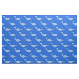 Cute Blue Baby Boy Narwhal Patterned Fabric