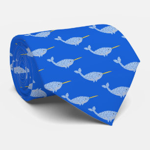 Cute Blue Baby Boy Narwhal Patterned Neck Tie