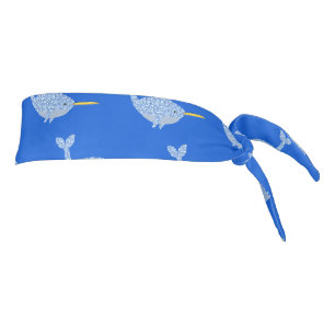 Cute Blue Baby Boy Narwhal Patterned Tie Headband