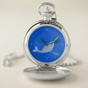 Cute Blue Baby Boy Narwhal Pocket Watch