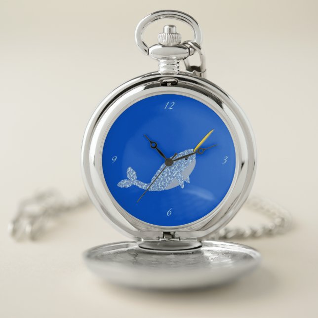 Cute Blue Baby Boy Narwhal Pocket Watch (Inside)