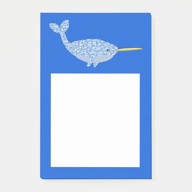 Cute Blue Baby Boy Narwhal Post-it Notes (Front)