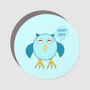 Cute Blue Baby Boy Owl Car Magnet