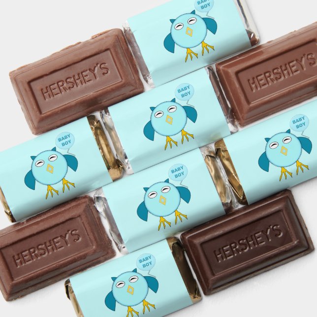 Cute Blue Baby Boy Owl Custom Baby Shower Hershey's Miniatures (Assorted)
