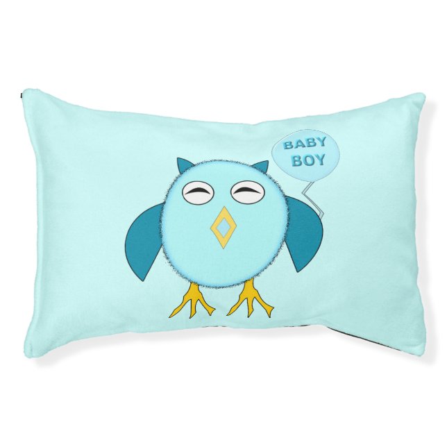 Cute Blue Baby Boy Owl Dog Bed (Front)