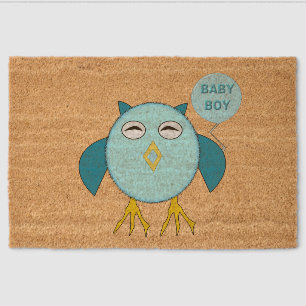 Cute Blue Baby Boy Owl Fiber Doormat