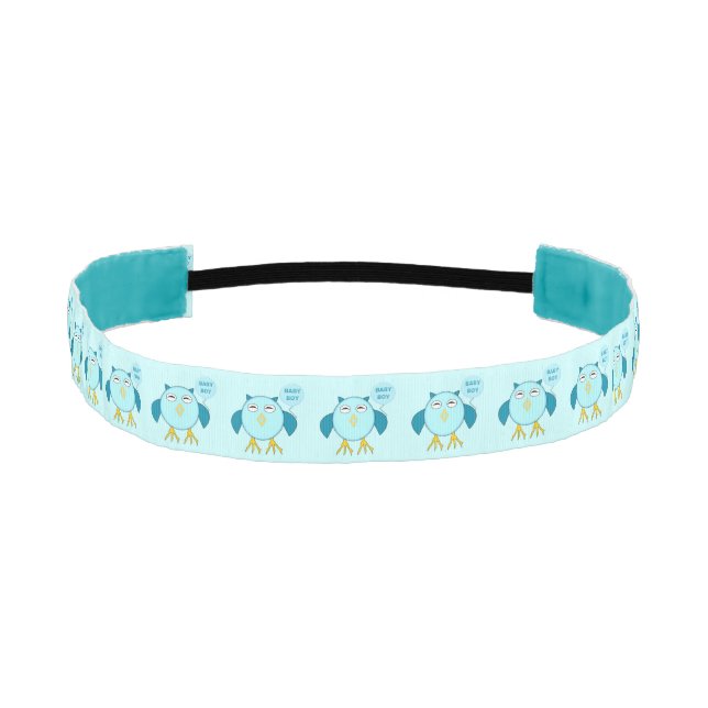 Cute Blue Baby Boy Owl Non-Slip Headband (Front)