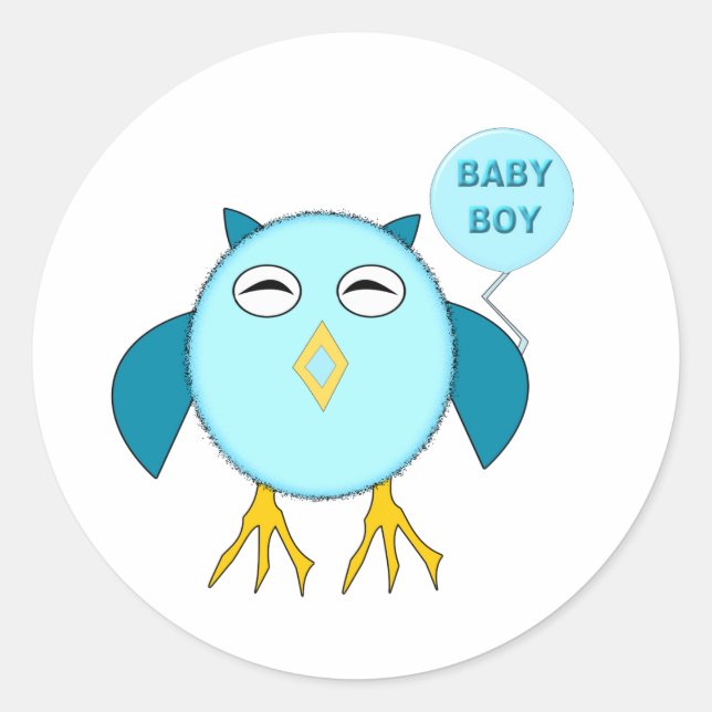 Cute Blue Baby Boy Owl Stickers (Front)