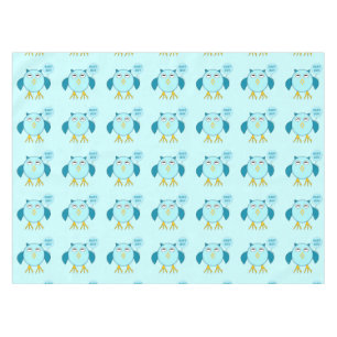 Cute Blue Baby Boy Owl Tablecloth
