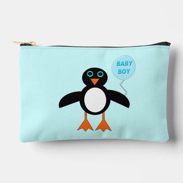 Cute Blue Baby Boy Penguin Accessory Pouch (Front)