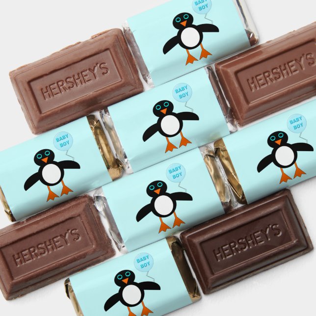 Cute Blue Baby Boy Penguin Custom Baby Shower Hershey's Miniatures (Assorted)