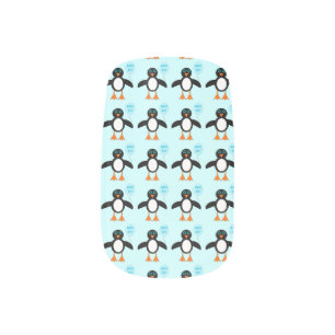 Cute Blue Baby Boy Penguin False Nails Minx Nail Wraps