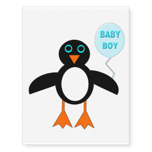 Cute Blue Baby Boy Penguin Giant Temporary Tattoo