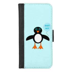 Cute Blue Baby Boy Penguin iPhone 8/7 Wallet Case