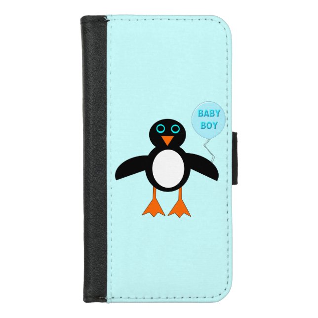 Cute Blue Baby Boy Penguin iPhone Wallet Case (Front)