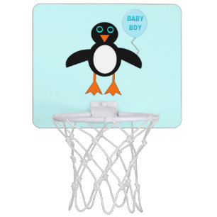 Cute Blue Baby Boy Penguin Mini Basketball Hoop