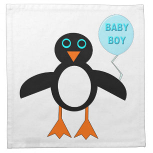 Cute Blue Baby Boy Penguin Party Napkin