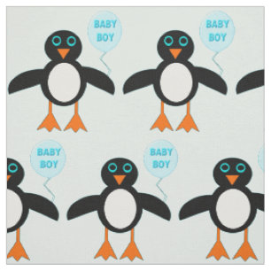 Cute Blue Baby Boy Penguin Patterned Fabric