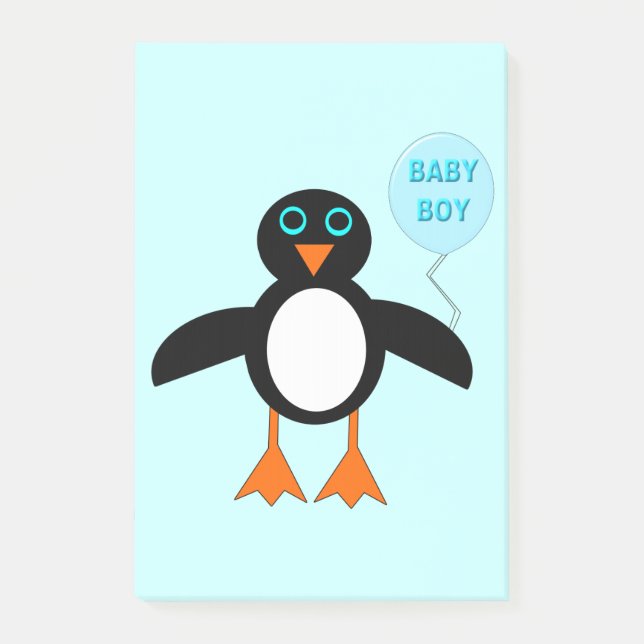 Cute Blue Baby Boy Penguin Post it notes Pad (Front)