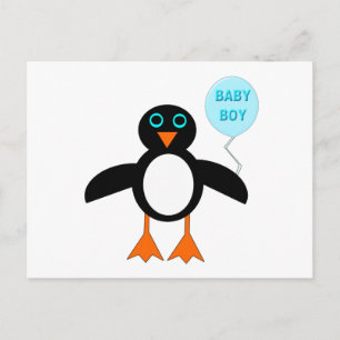 Cute Blue Baby Boy Penguin Postcard